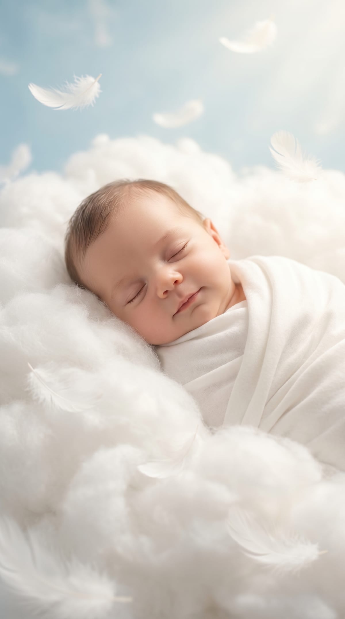 baby with fluffy white cloud — AI photo created with this prompt