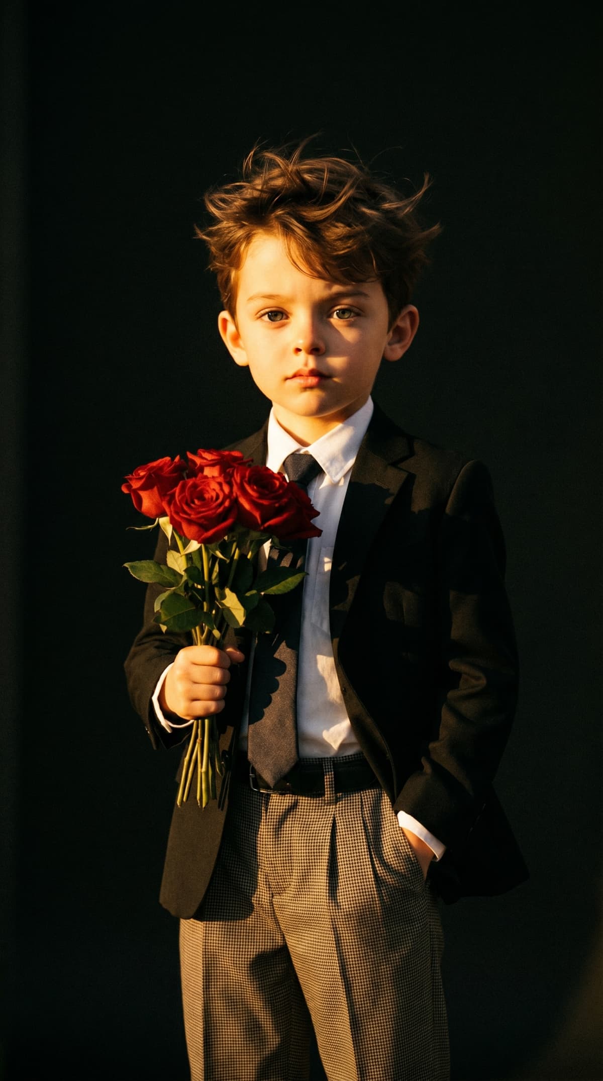 Kid style retro with rose — AI photo created with this prompt