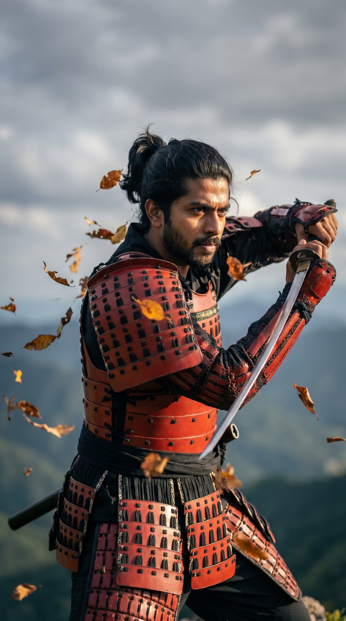 Dynamic samurai warrior — AI photo created with this prompt