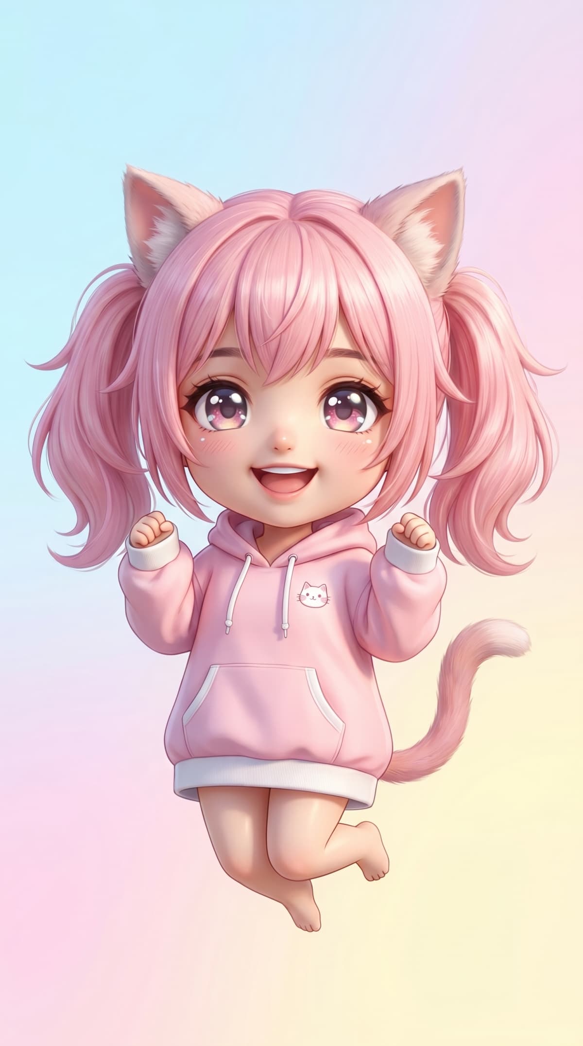 Chibi kawaii cat-girl — AI photo created with this prompt