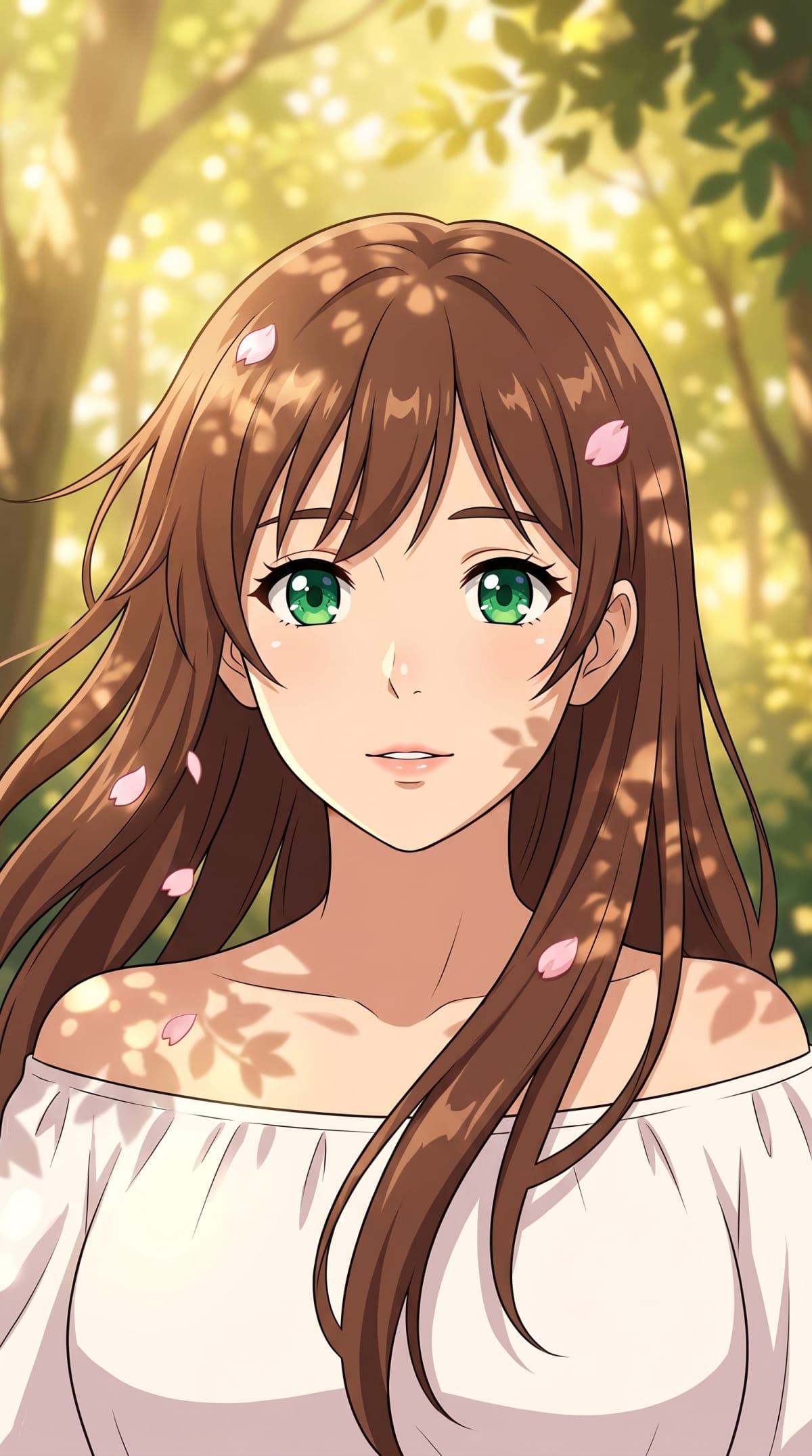 Sunlit Forest Anime Girl — AI photo created with this prompt