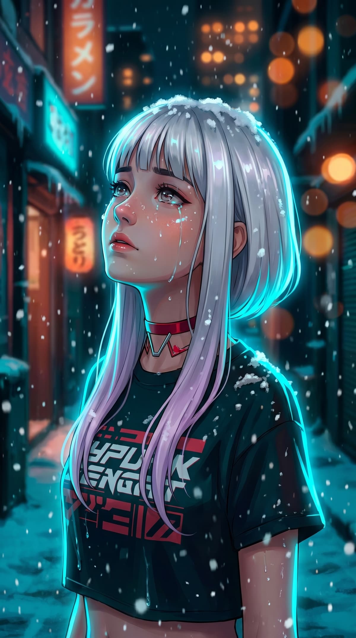 Neon Tears — AI photo created with this prompt