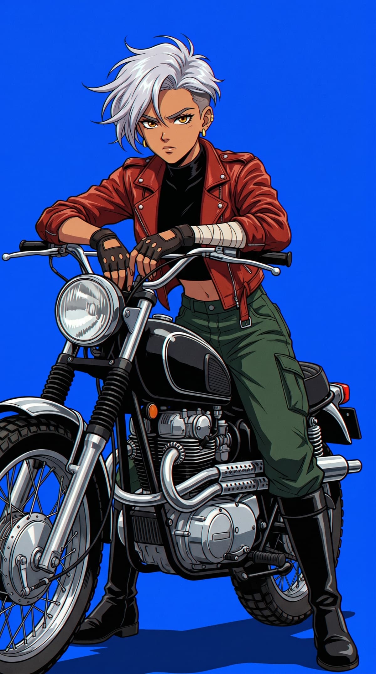 Steel and Chrome 90s Anime Biker Girl — AI photo created with this prompt