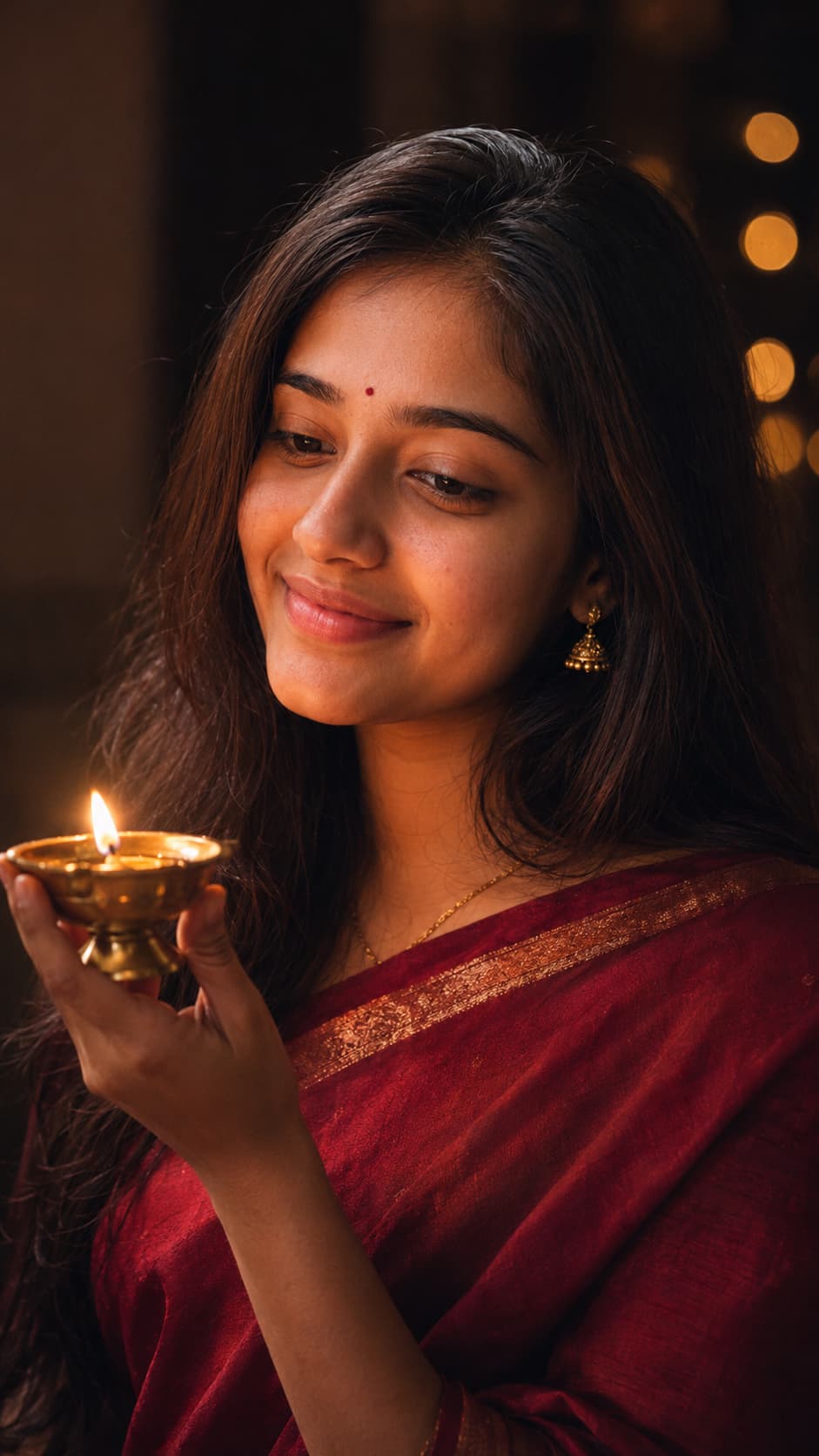 Diwali Woman with Diya — AI photo created with this prompt