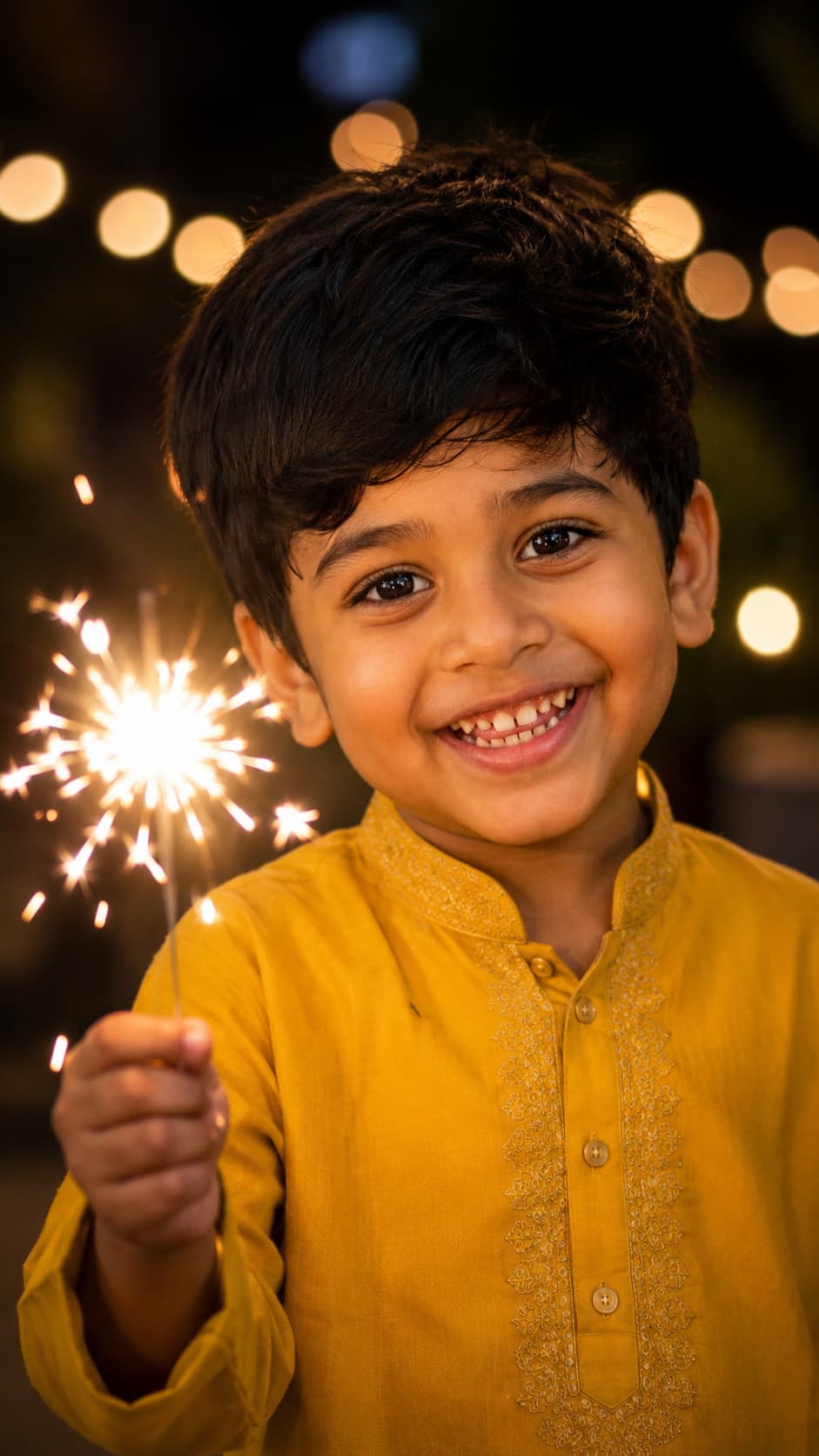 Diwali Boy with Sparklers — AI photo created with this prompt