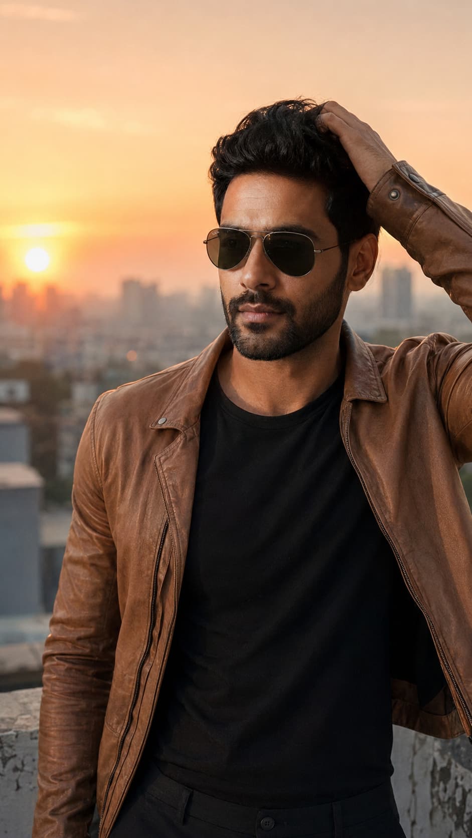 Man Sunset Sunglasses — AI photo created with this prompt