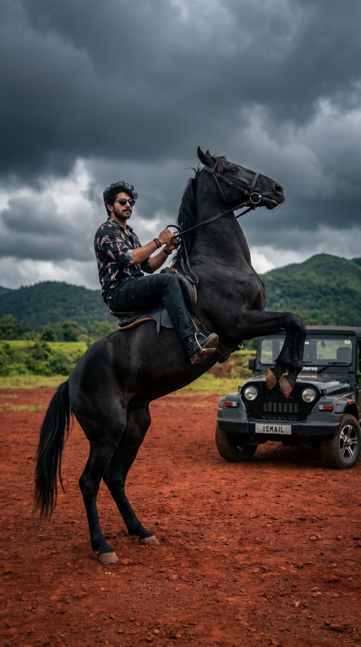 Man with horse — AI photo created with this prompt