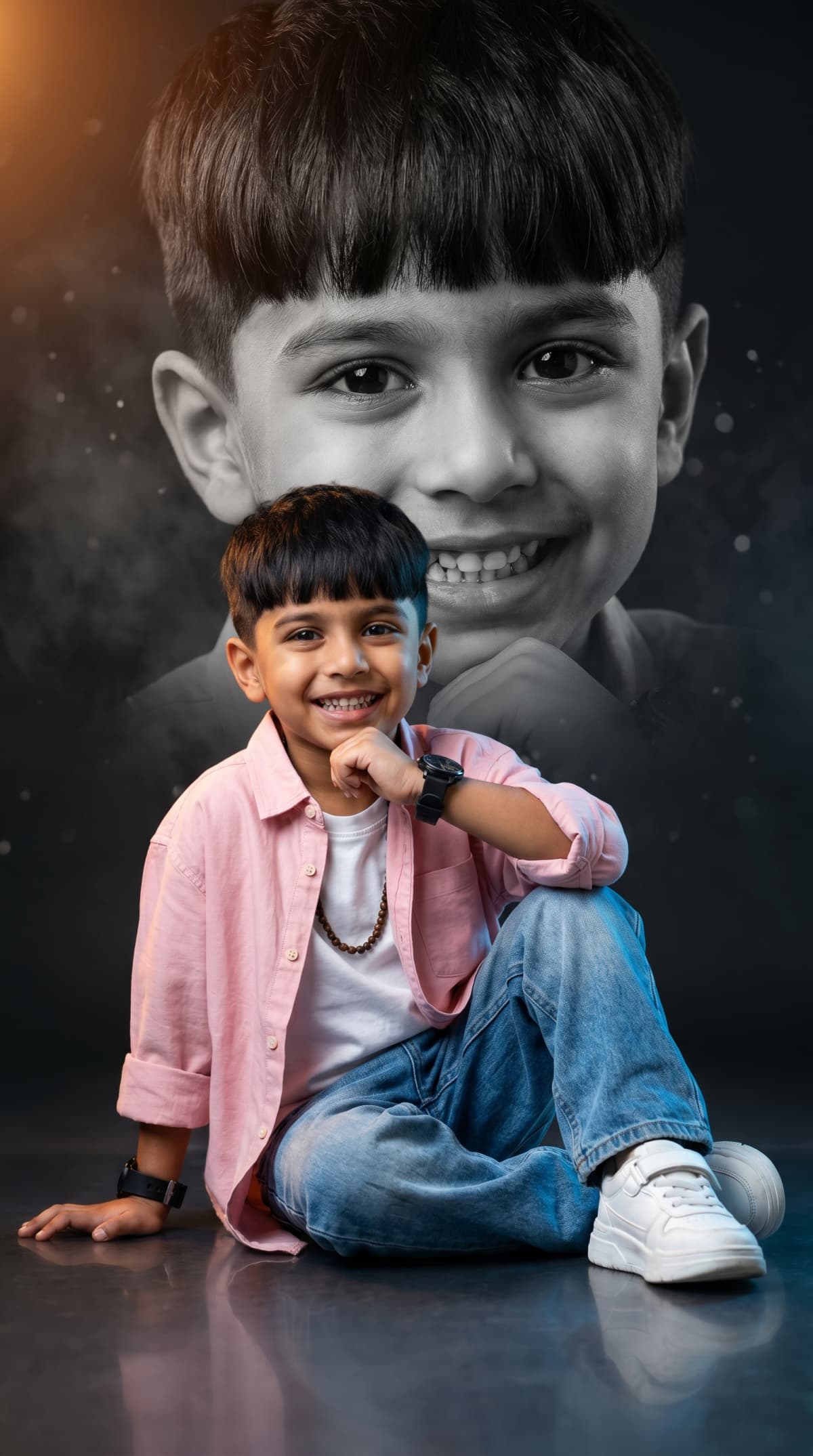 boy double exposure — AI photo created with this prompt