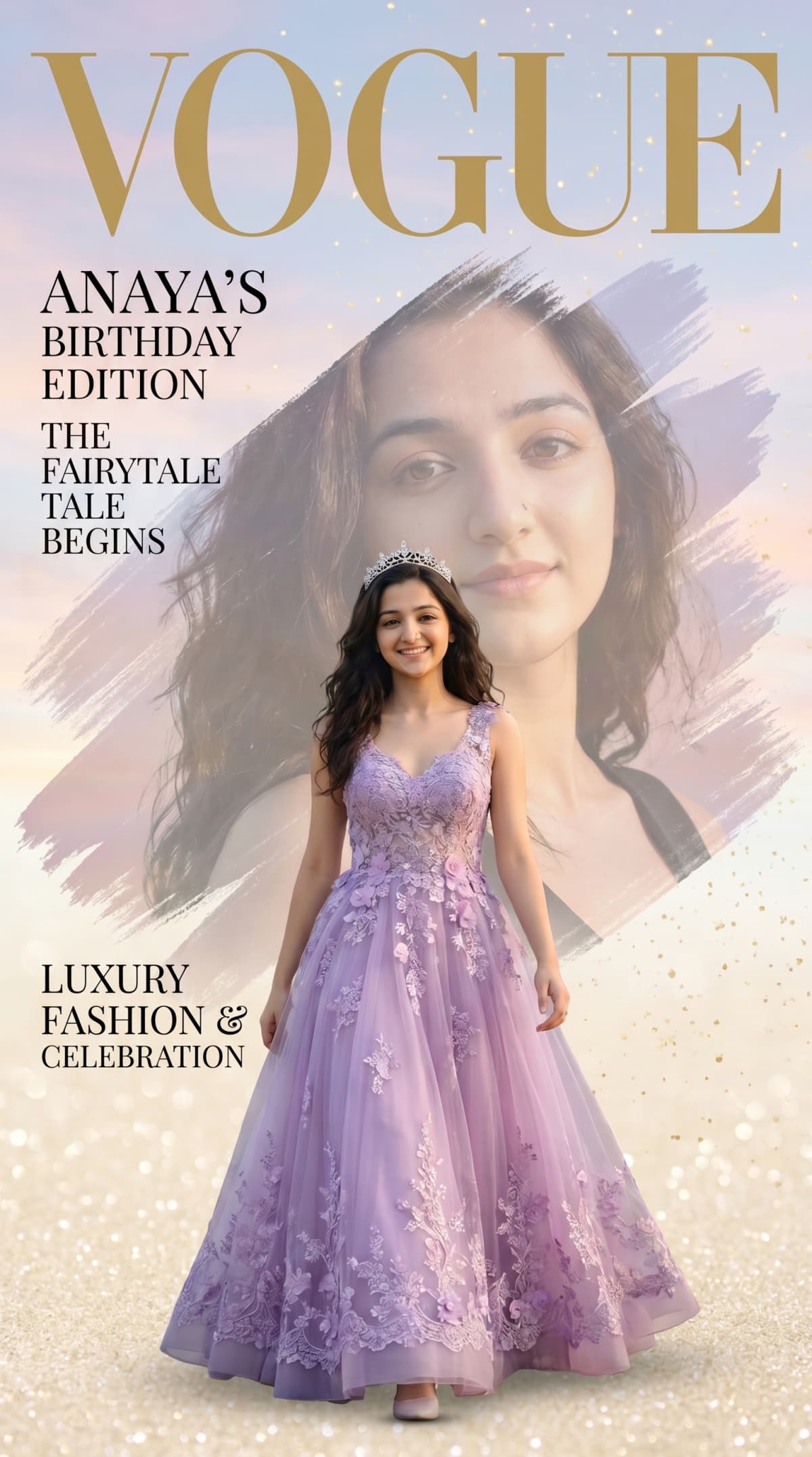 birthday poster with name — AI photo created with this prompt