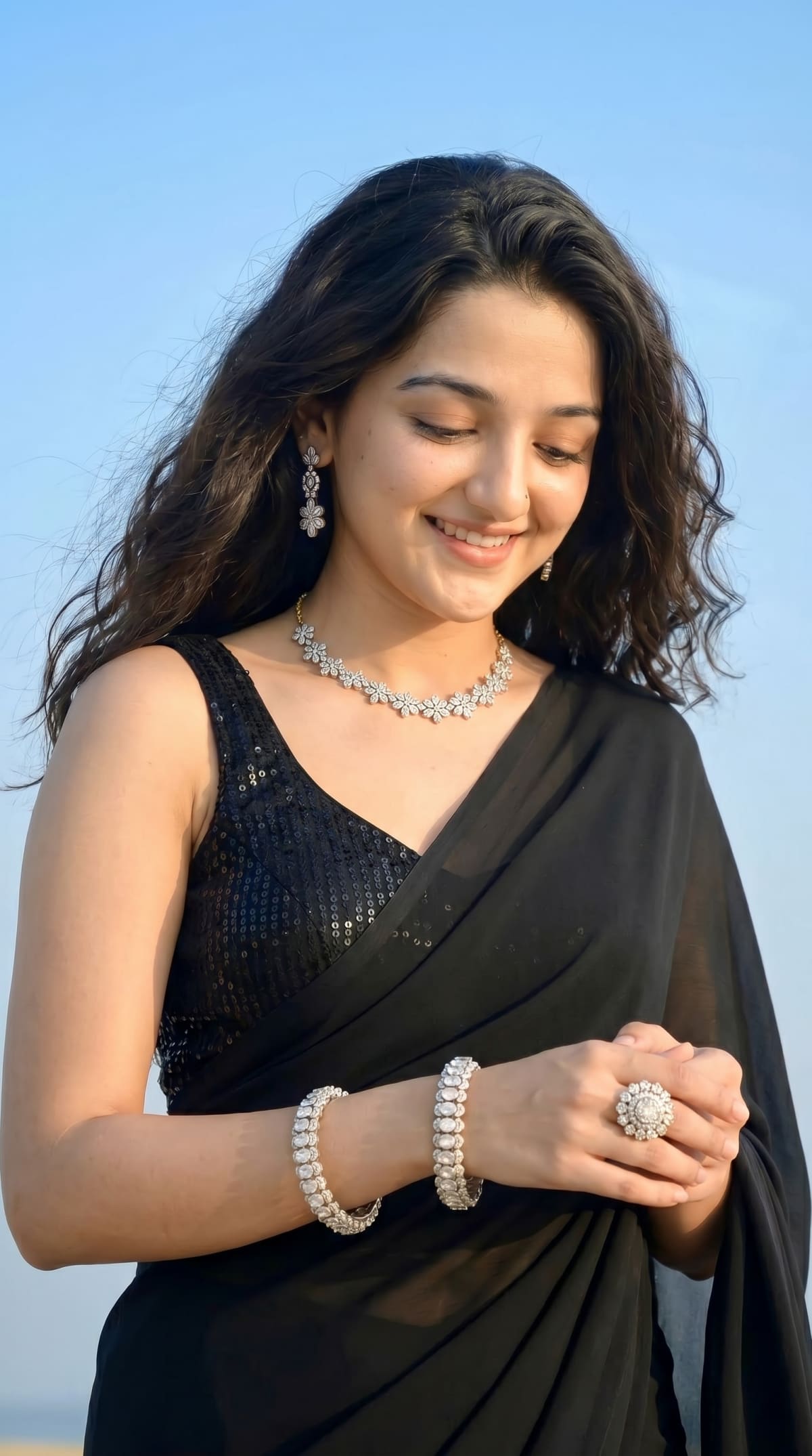 black saree — AI photo created with this prompt