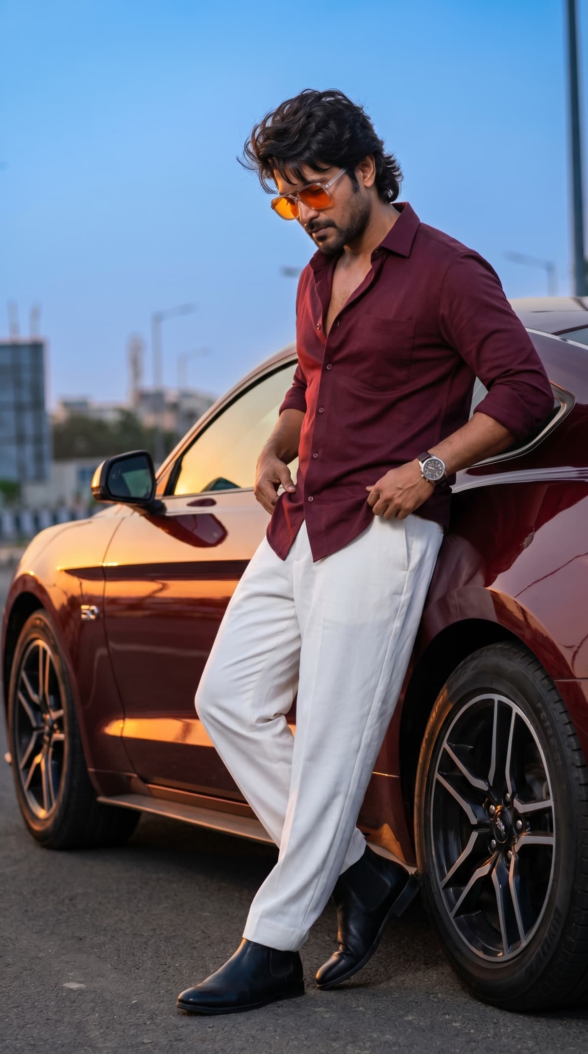 young man with mustang — AI photo created with this prompt