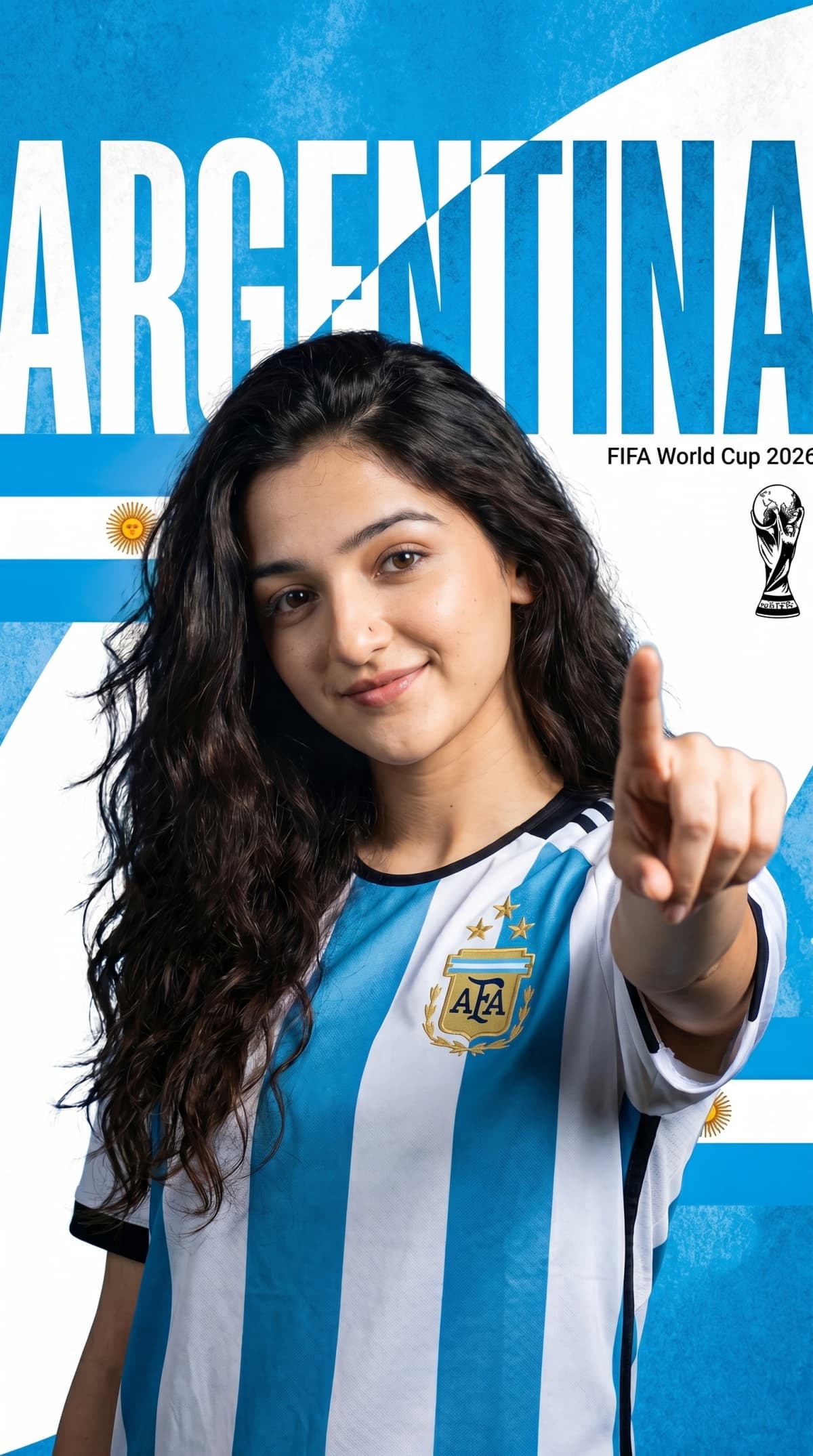FIFA woman with argentina jersey — AI photo created with this prompt