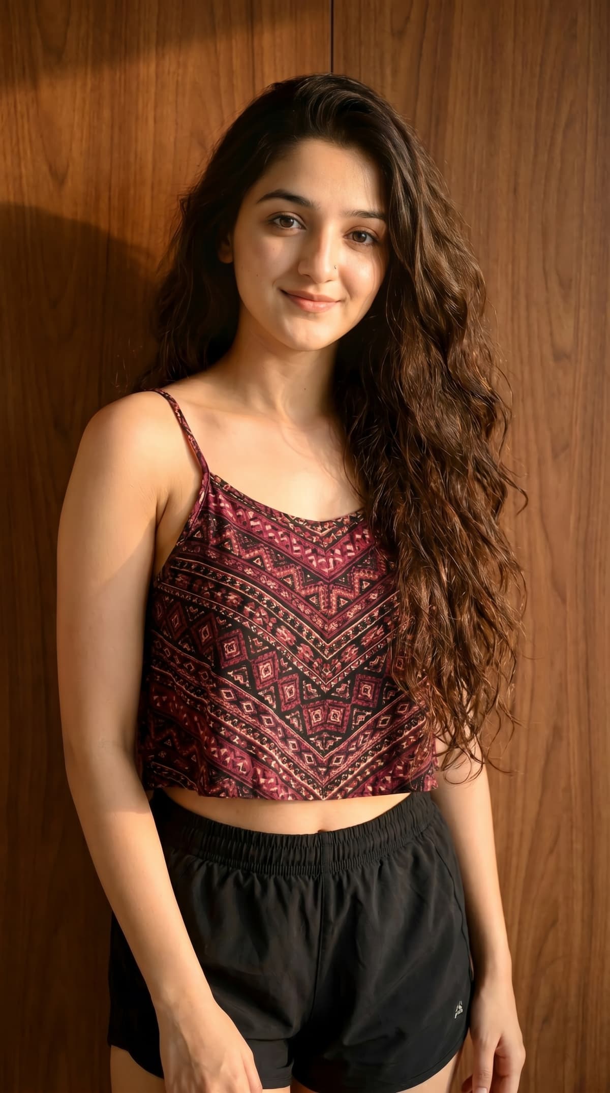 bohemian-style cropped tank top — AI photo created with this prompt
