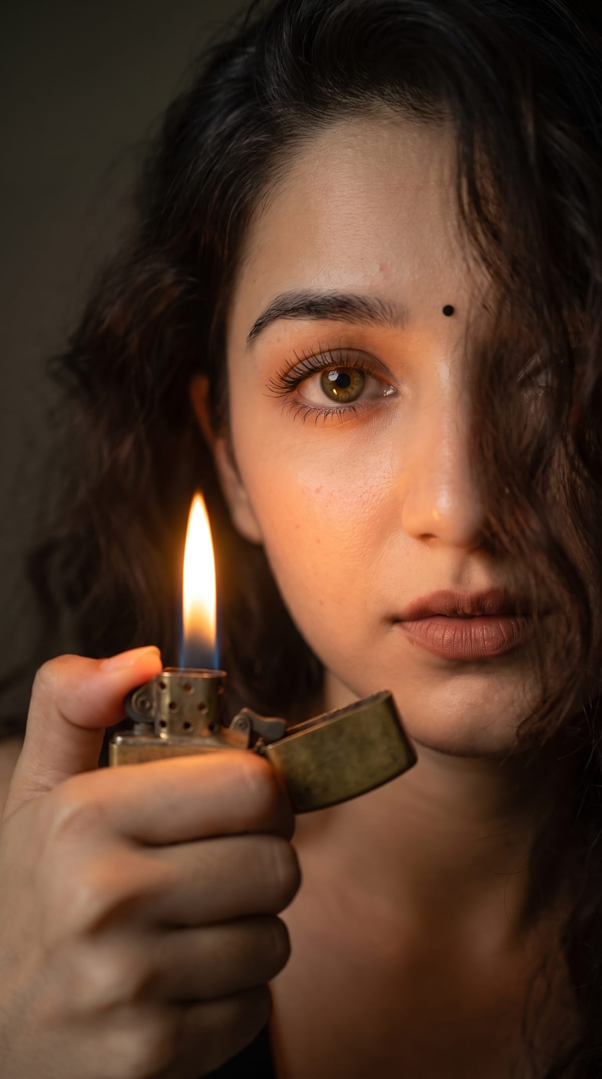 holding a vintage metal lighter — AI photo created with this prompt