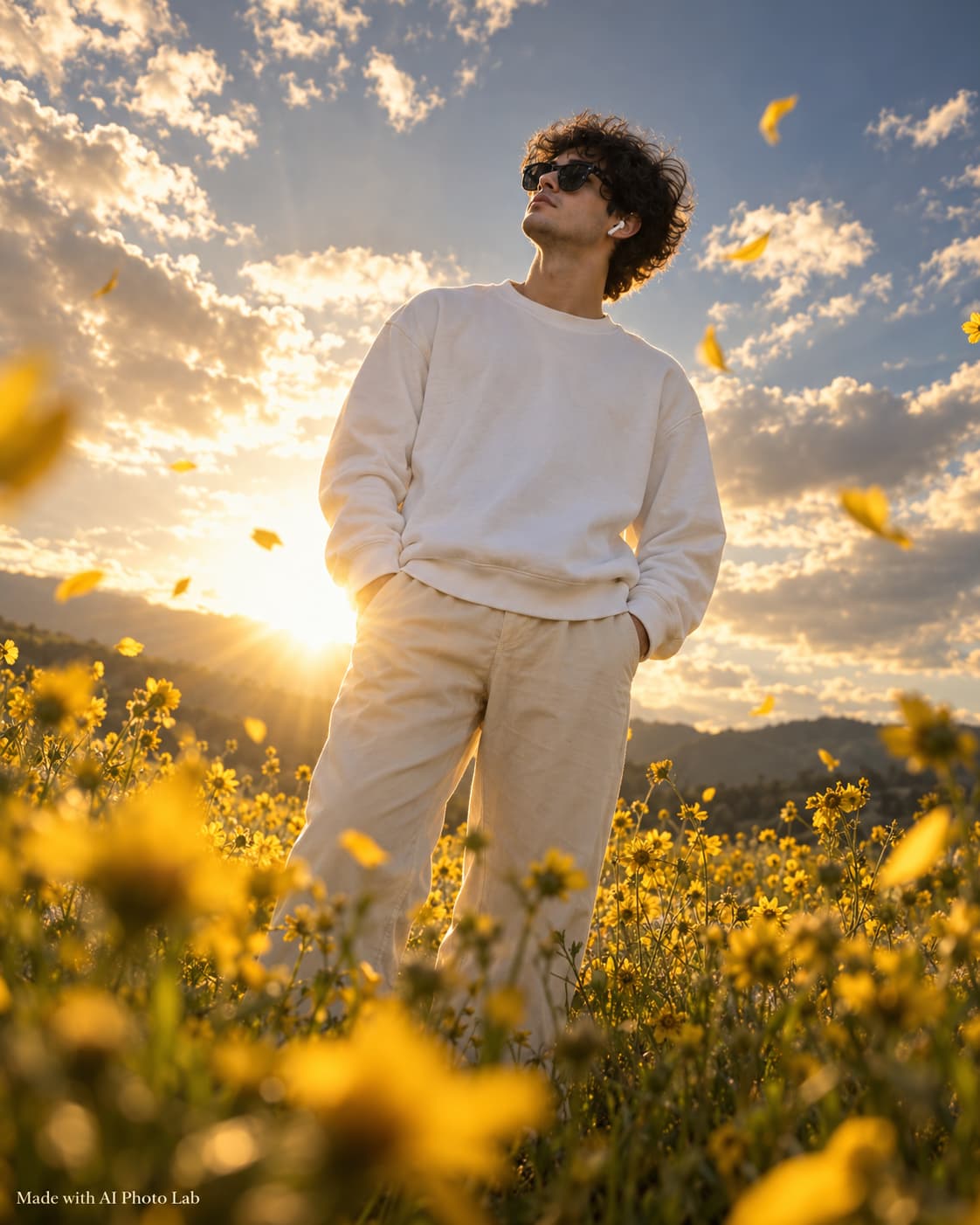 yellow flower farm — AI photo created with this prompt