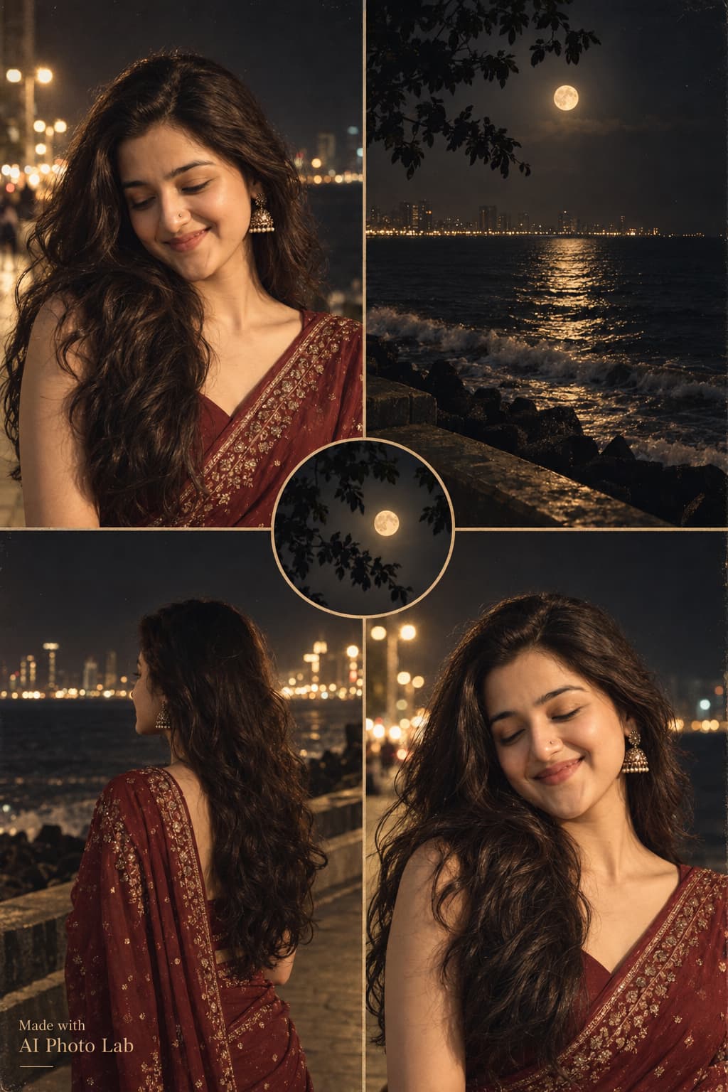 Girl with moon — AI photo created with this prompt