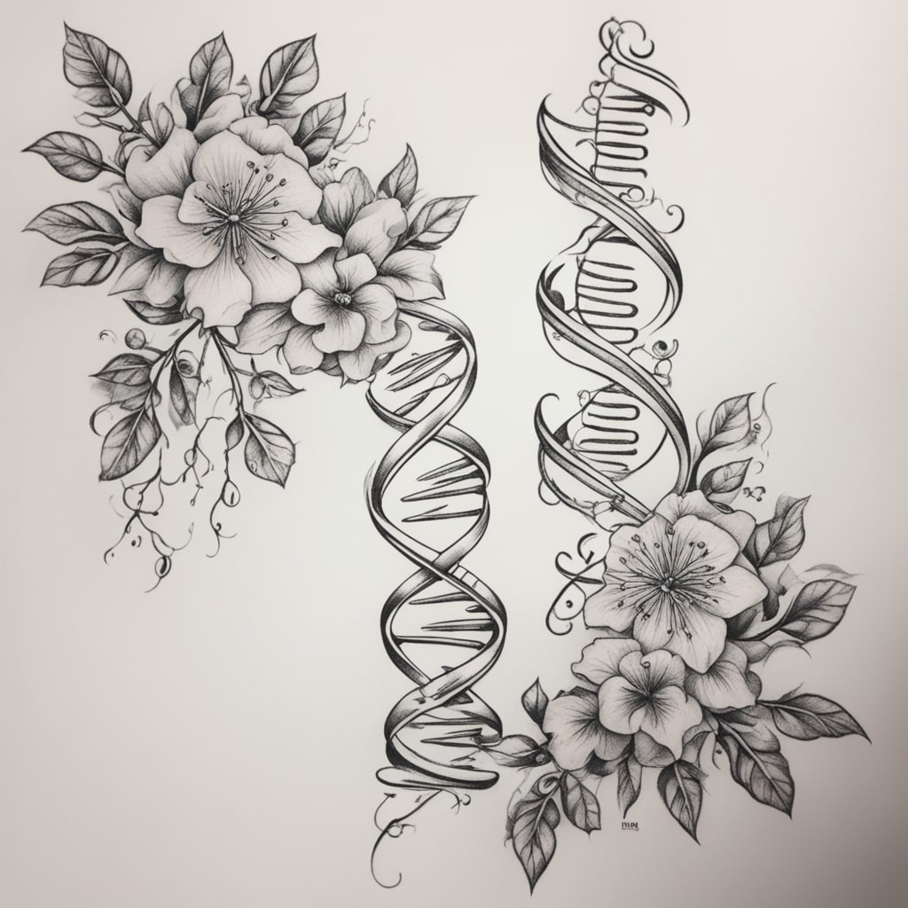 a tattoo that wraps the left arm starting from below the wrist and going up above the arm to the top of the shoulder in the shape of dna whose branches are represented by dates of birth written in dd-mm-yyyy