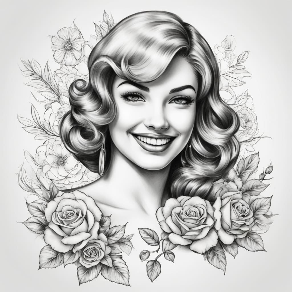 retro girl, smile