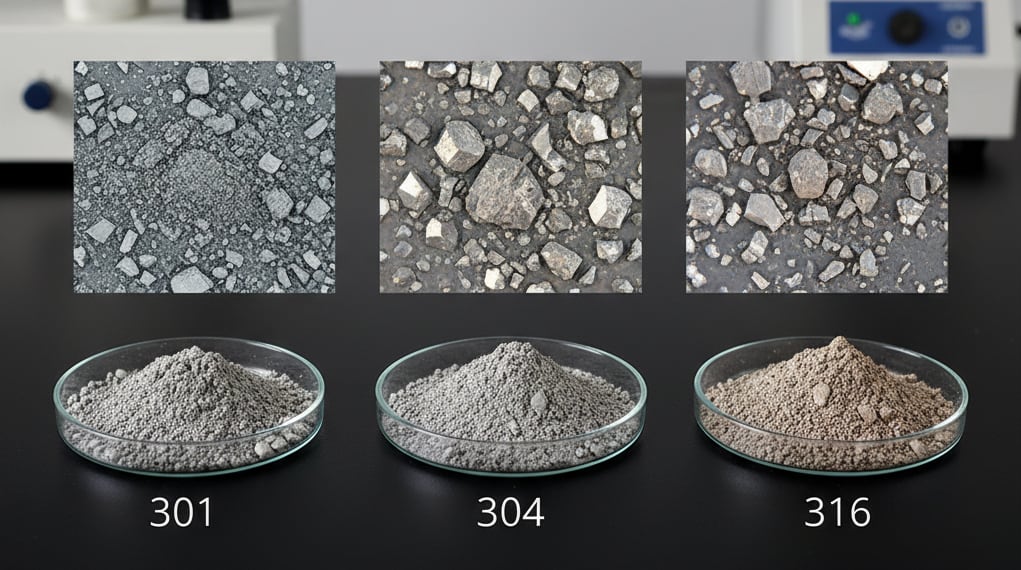 Polvere di acciaio inox 301 vs 304 vs 316: cosa...