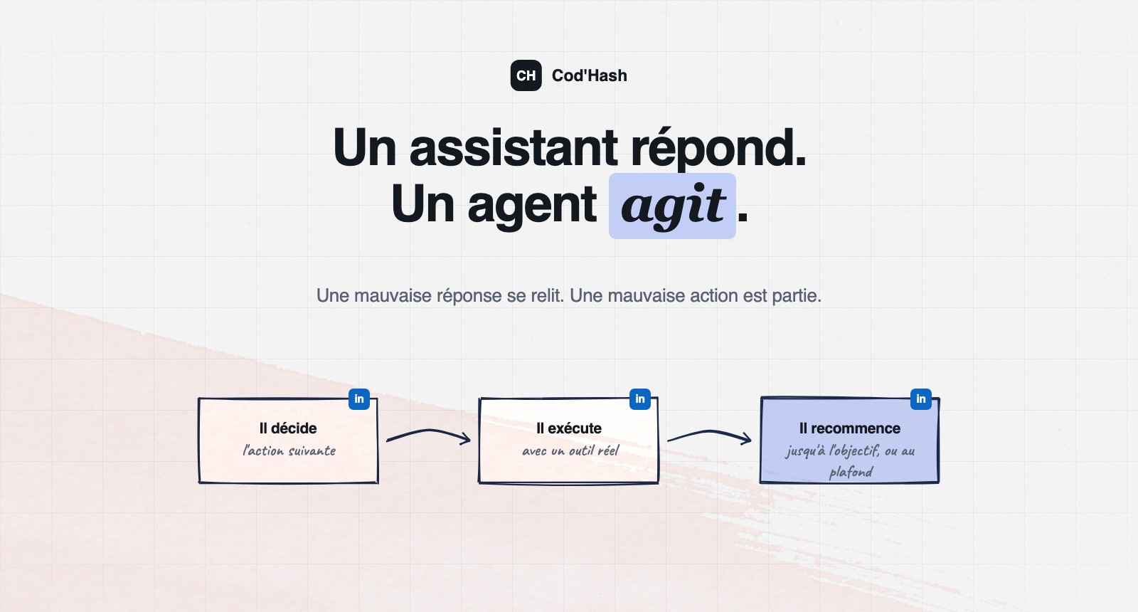 Un agent IA décide et agit en boucle, contrairement à un assistant qui répond et s'arrête