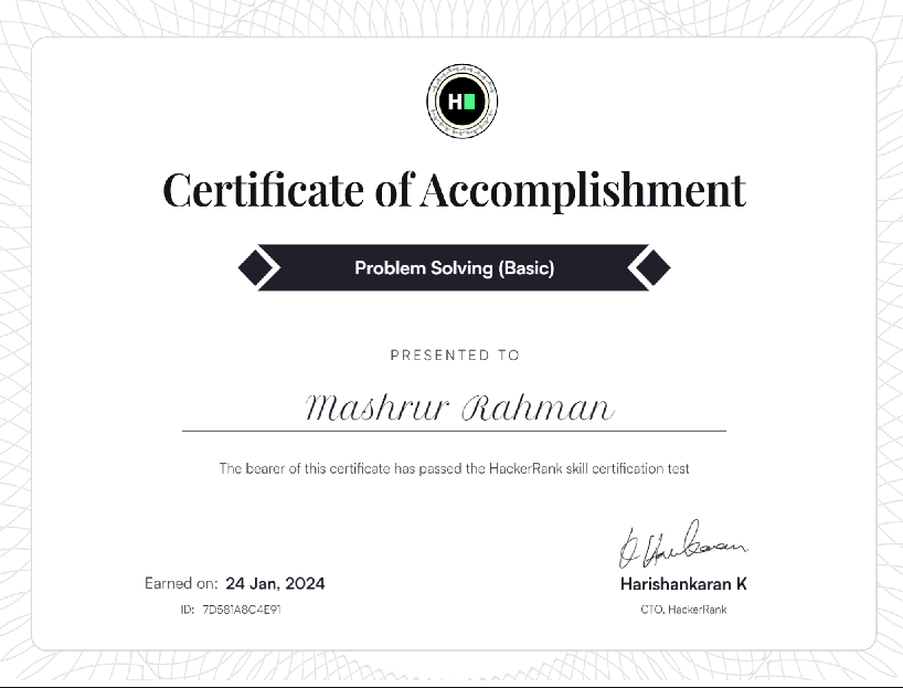 HackerRank Problem Solving (Basic) Certification - Image 1