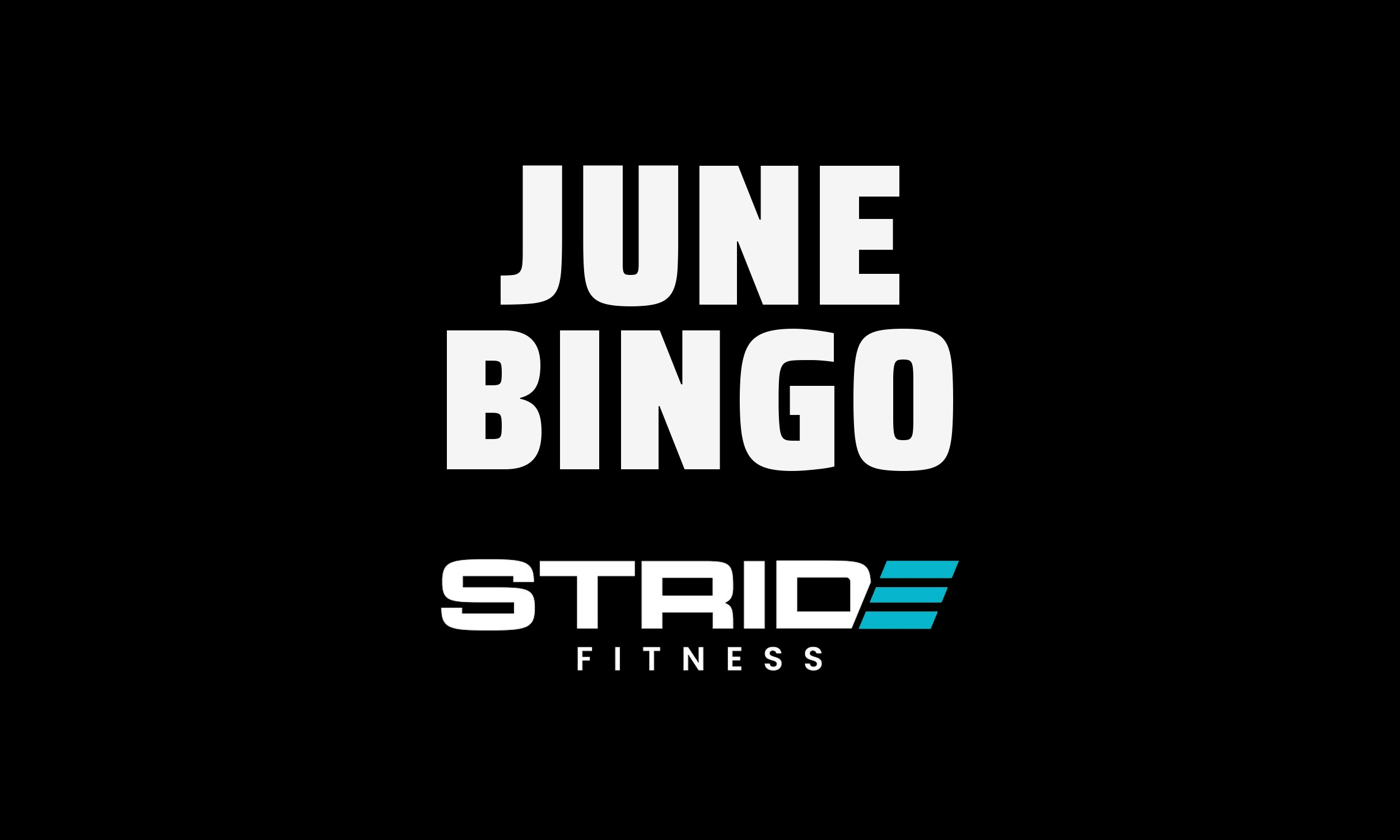 STRIDE Fitness June 2026 Bingo Challenge card