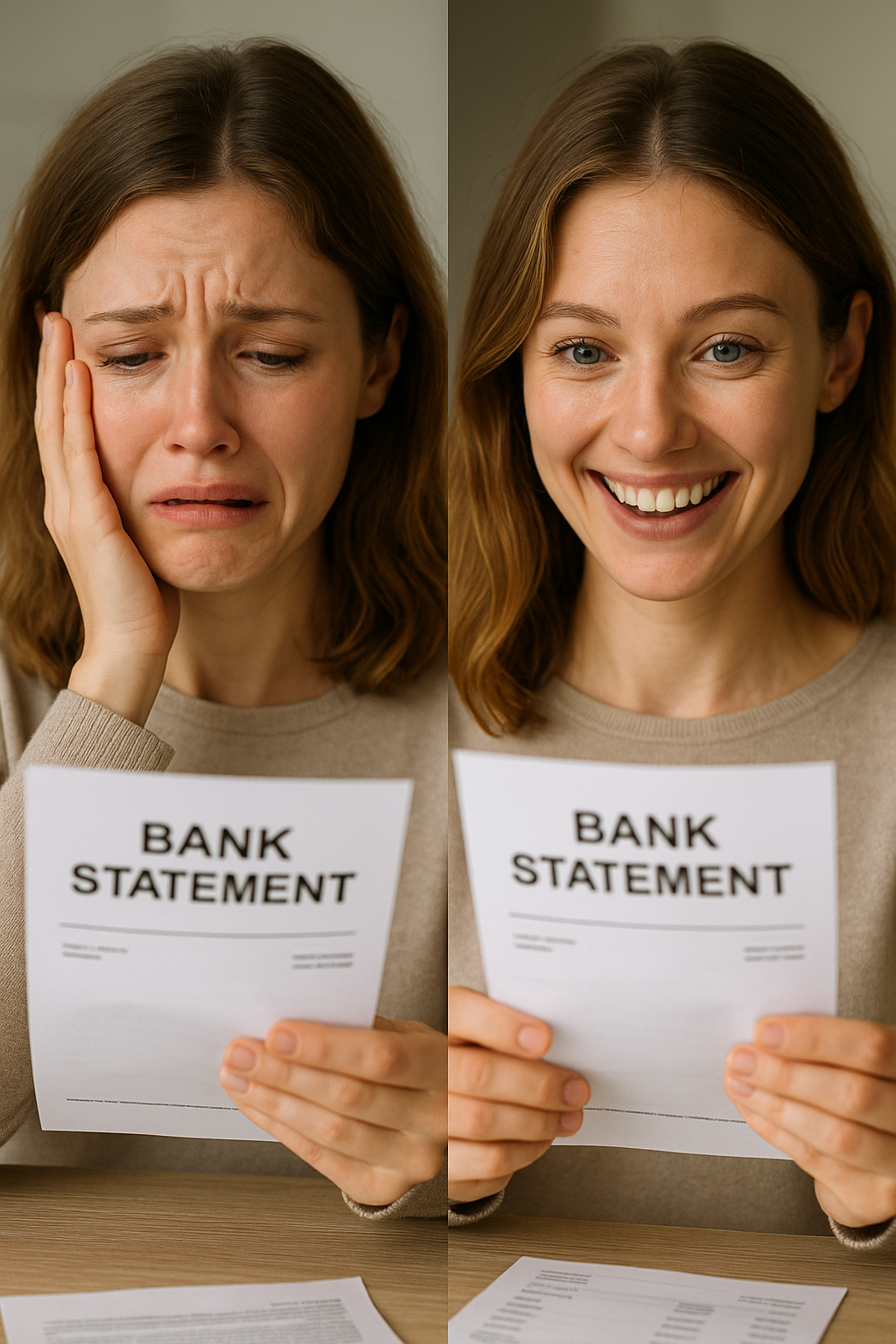 Antes e depois — relação com dinheiro