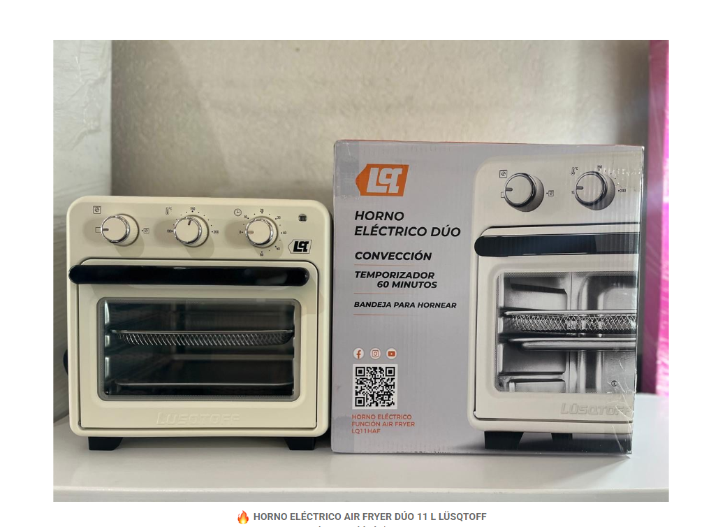 HORNO ELÉCTRICO AIR FRYER DÚO 11 L LÜSQTOFF