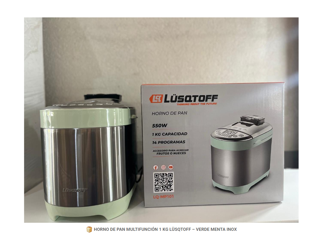 HORNO DE PAN MULTIFUNCIÓN 1 KG LÜSQTOFF – VERDE MENTA INOX