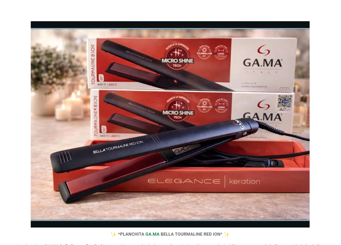 PLANCHA GA.MA BELLA TOURMALINE RED ION