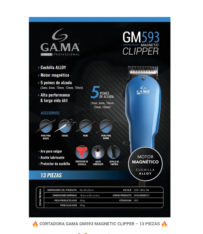 CORTADORA GA.MA GM593 MAGNETIC CLIPPER
