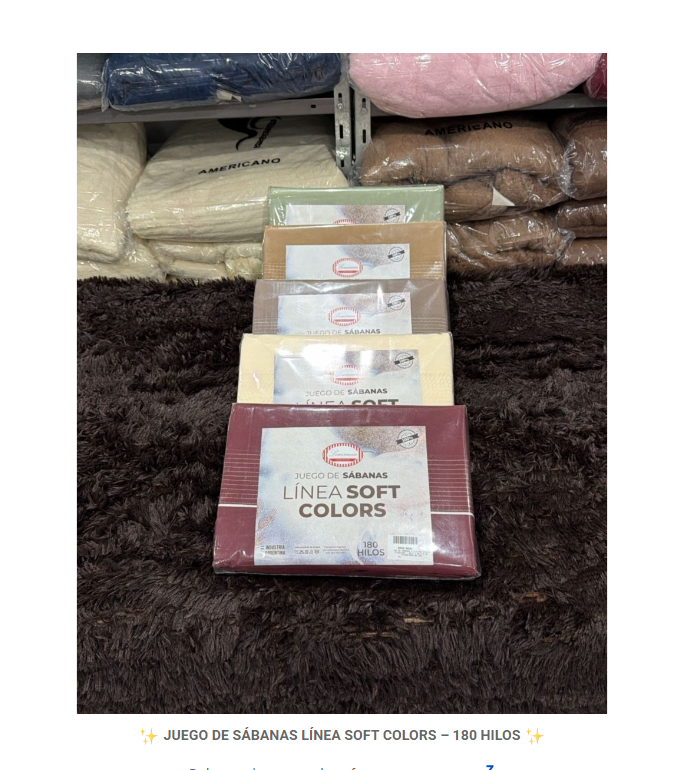 JUEGO DE SÁBANAS LÍNEA SOFT COLORS – 180 HILOS