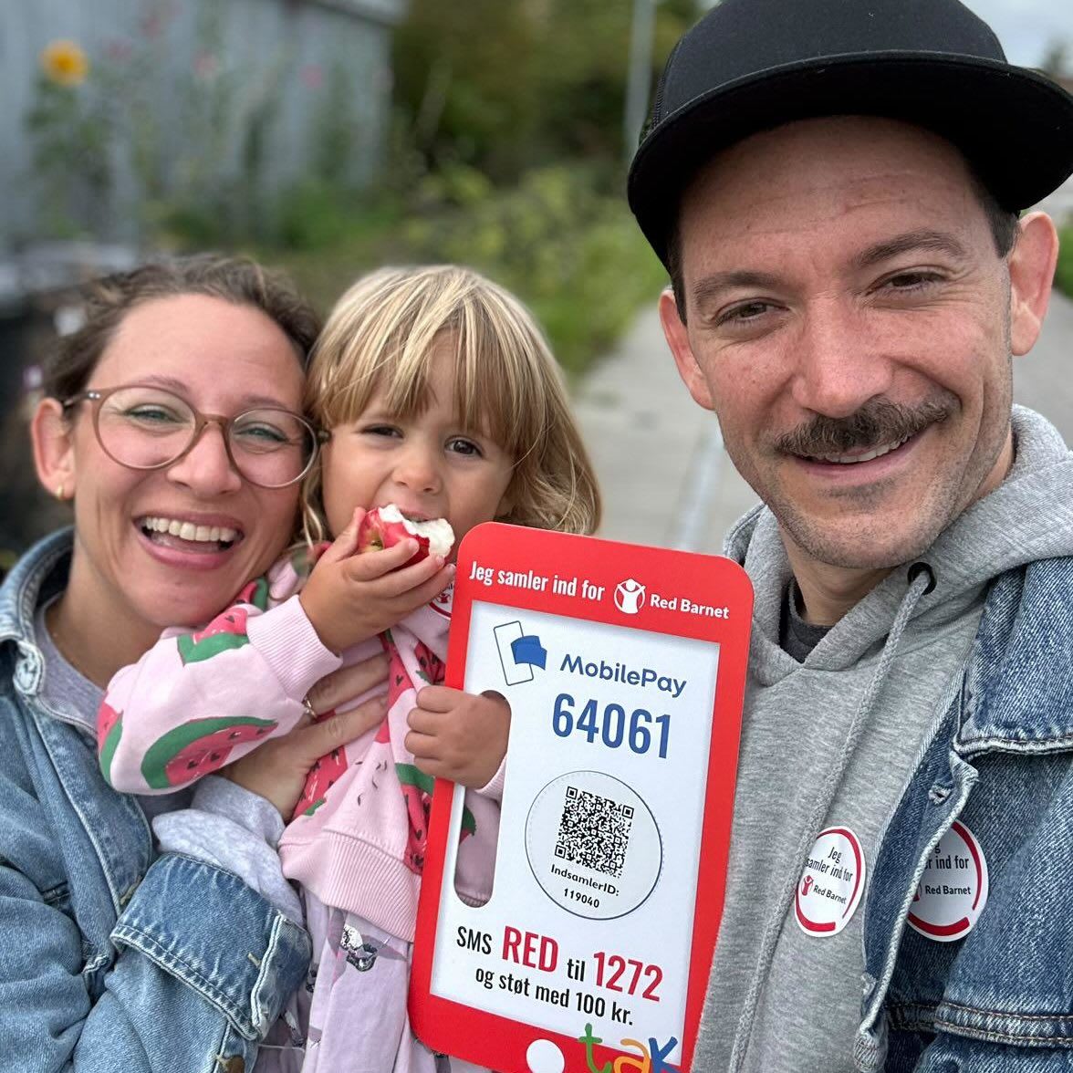 Familien er sammen om at gå landsindsamling