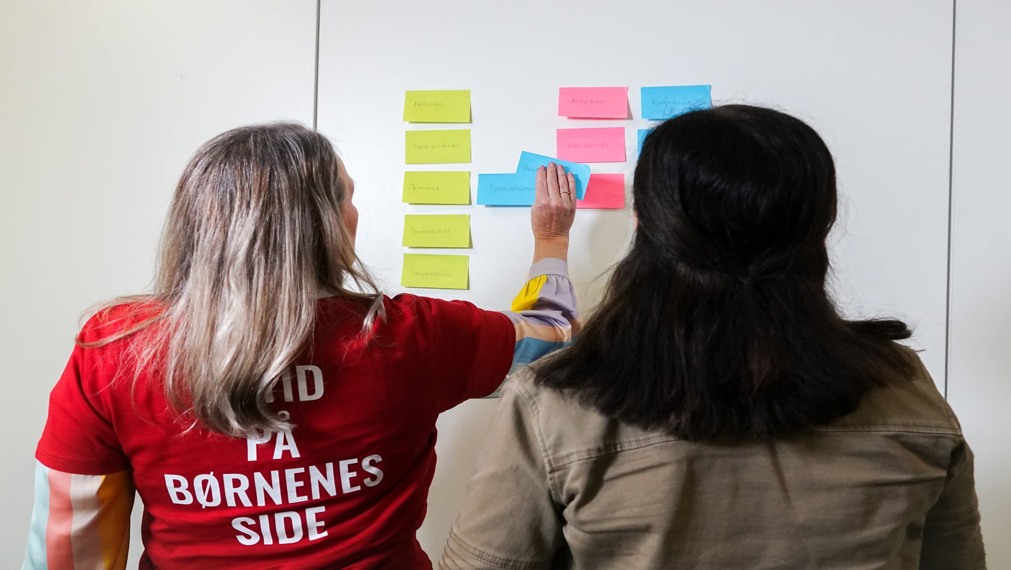 to frivillige kigger på postits