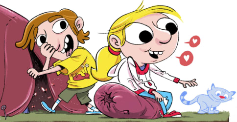 Illustration fra børnebogen 'Liv tager på flugt..