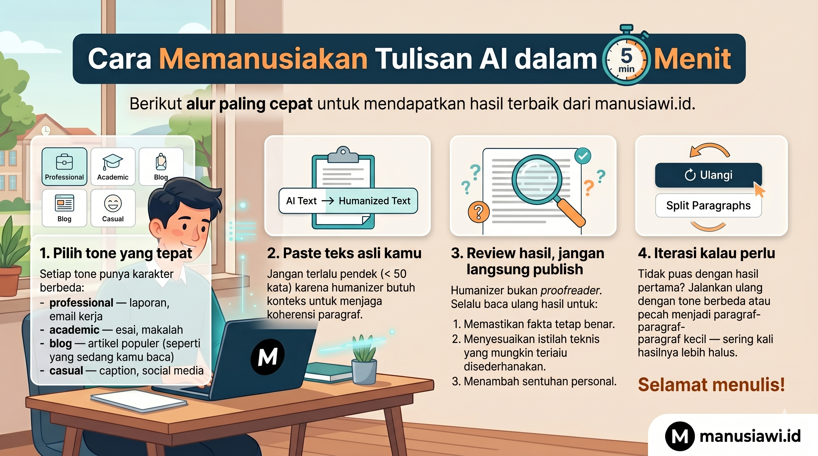 Cara Memanusiakan Tulisan AI dalam 5 Menit