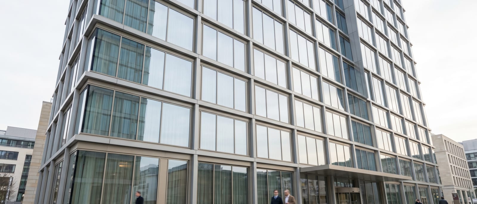 A glass high-rise facade