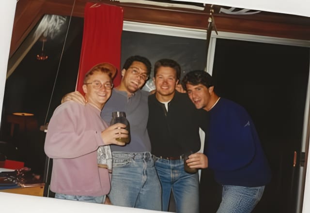 Four brothers, arms around