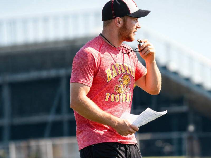 Sophomore Coach Mike Theriault at practice