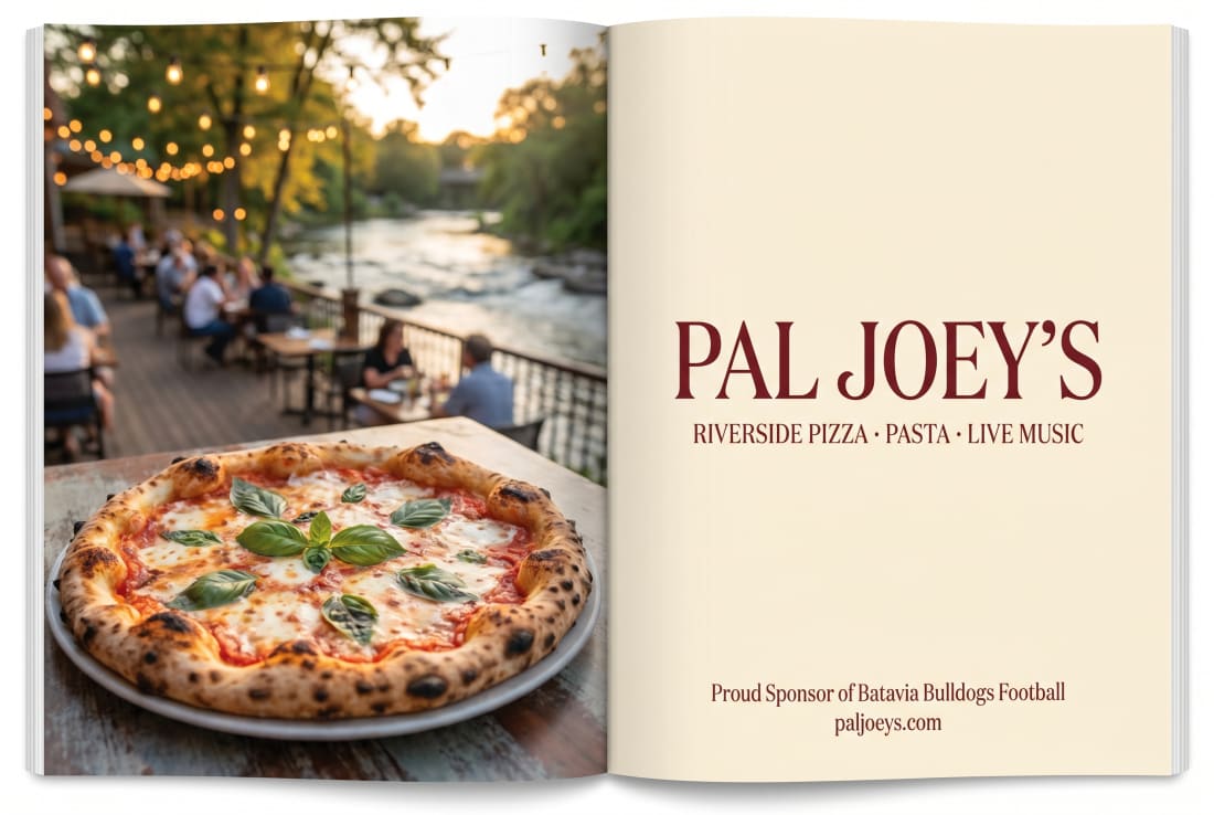 Pal Joey's two-page magazine spread advertisement