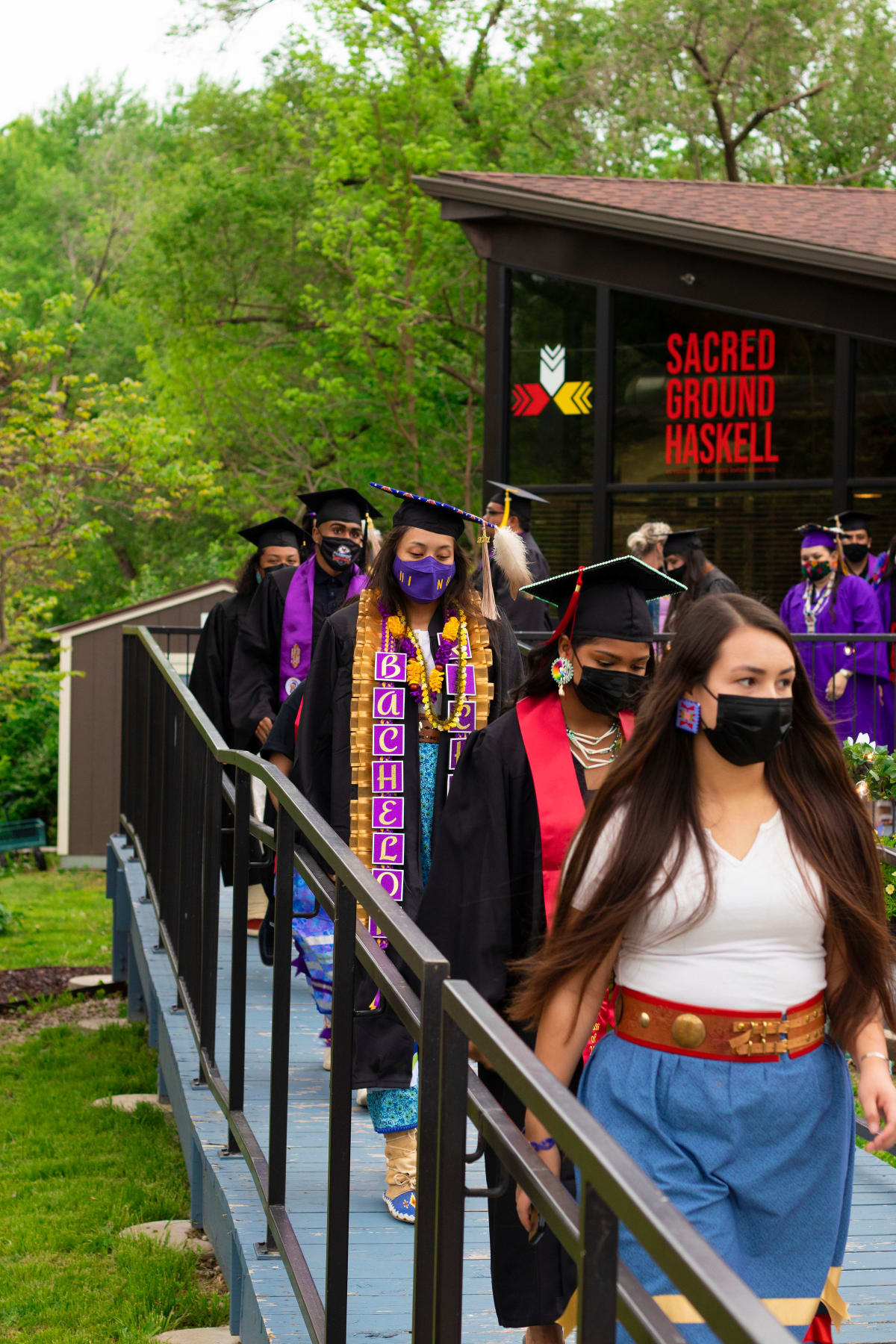 Graduates on walkway