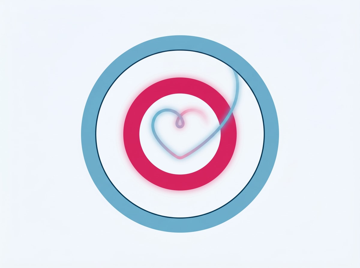 Two concentric rings connected by a luminous thread
