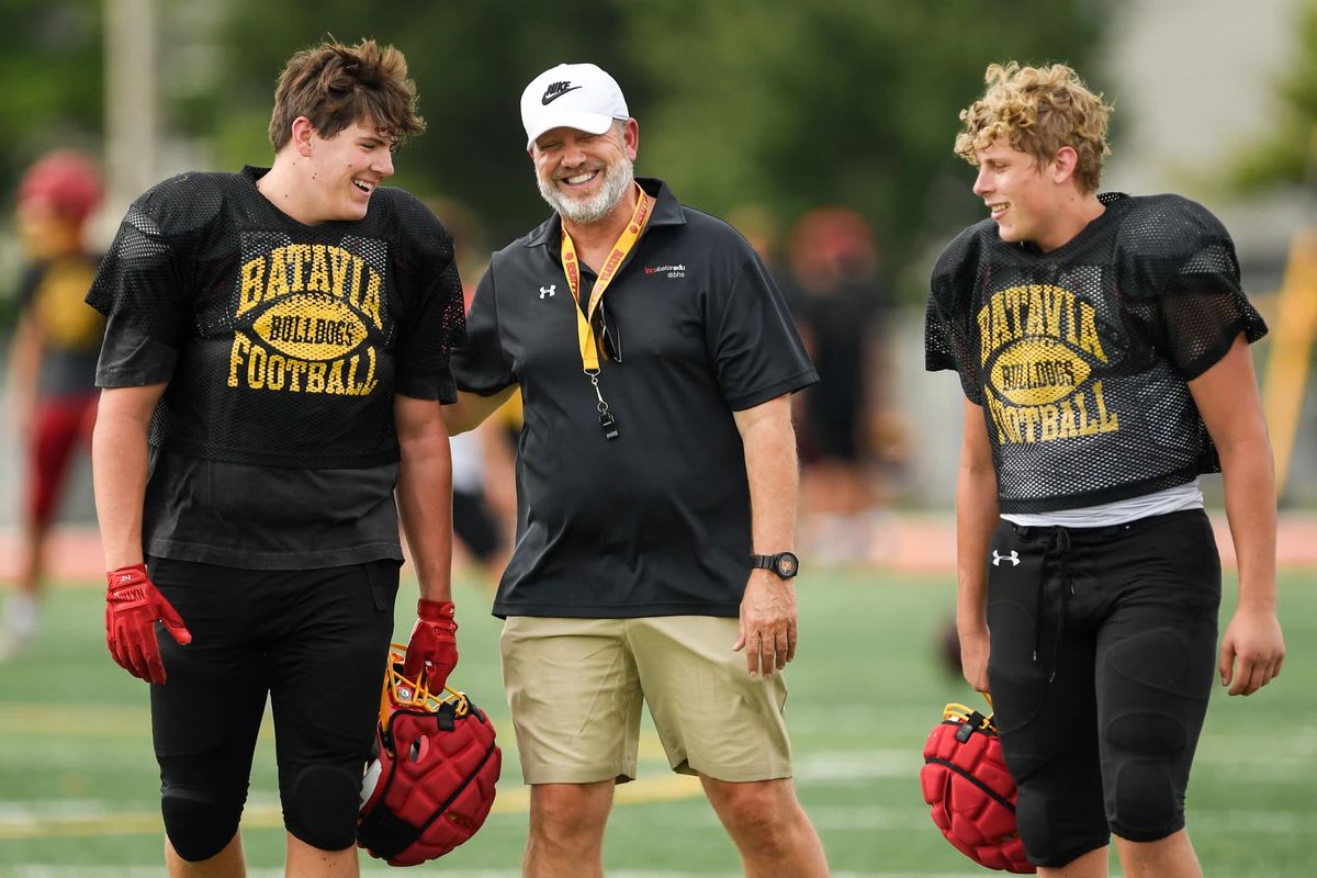 Dennis Piron with Batavia High School students