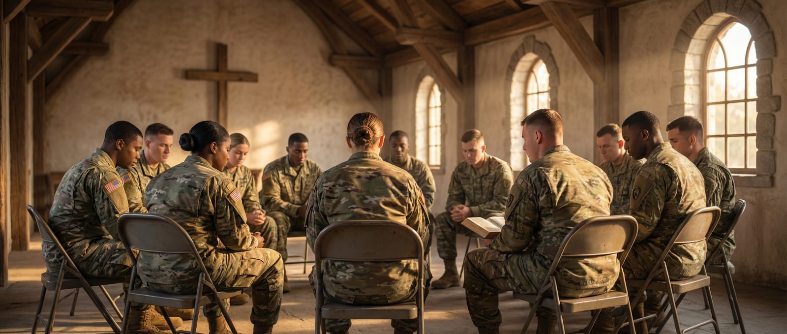 Soldiers in a circle of healing at Fort Wainwright chapel