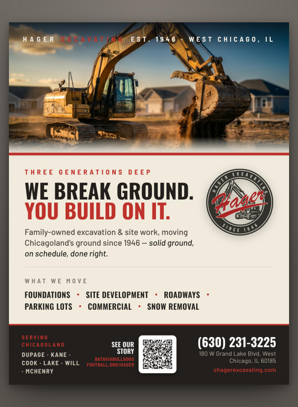 Hager Excavating premium full-page printed ad