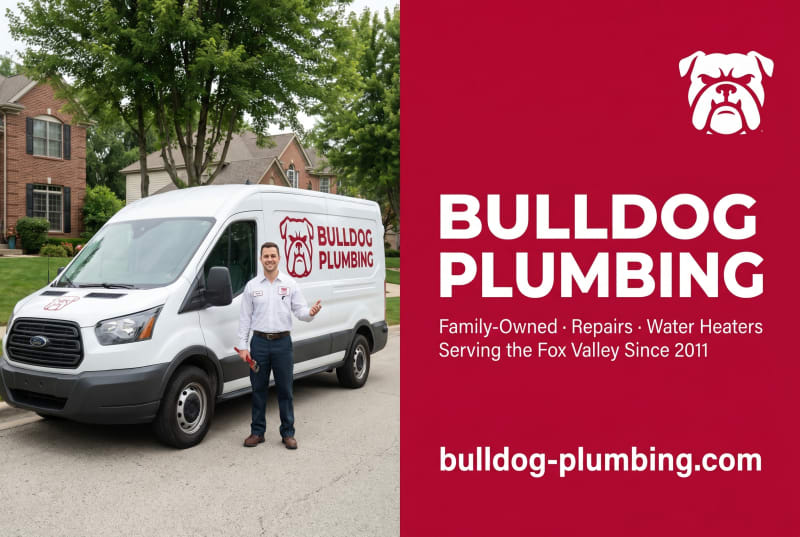 Bulldog Plumbing half-page magazine advertisement