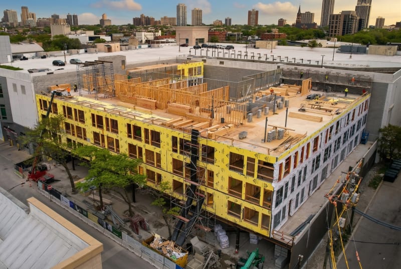 Wood framing construction — 1529 Fremont, Chicago