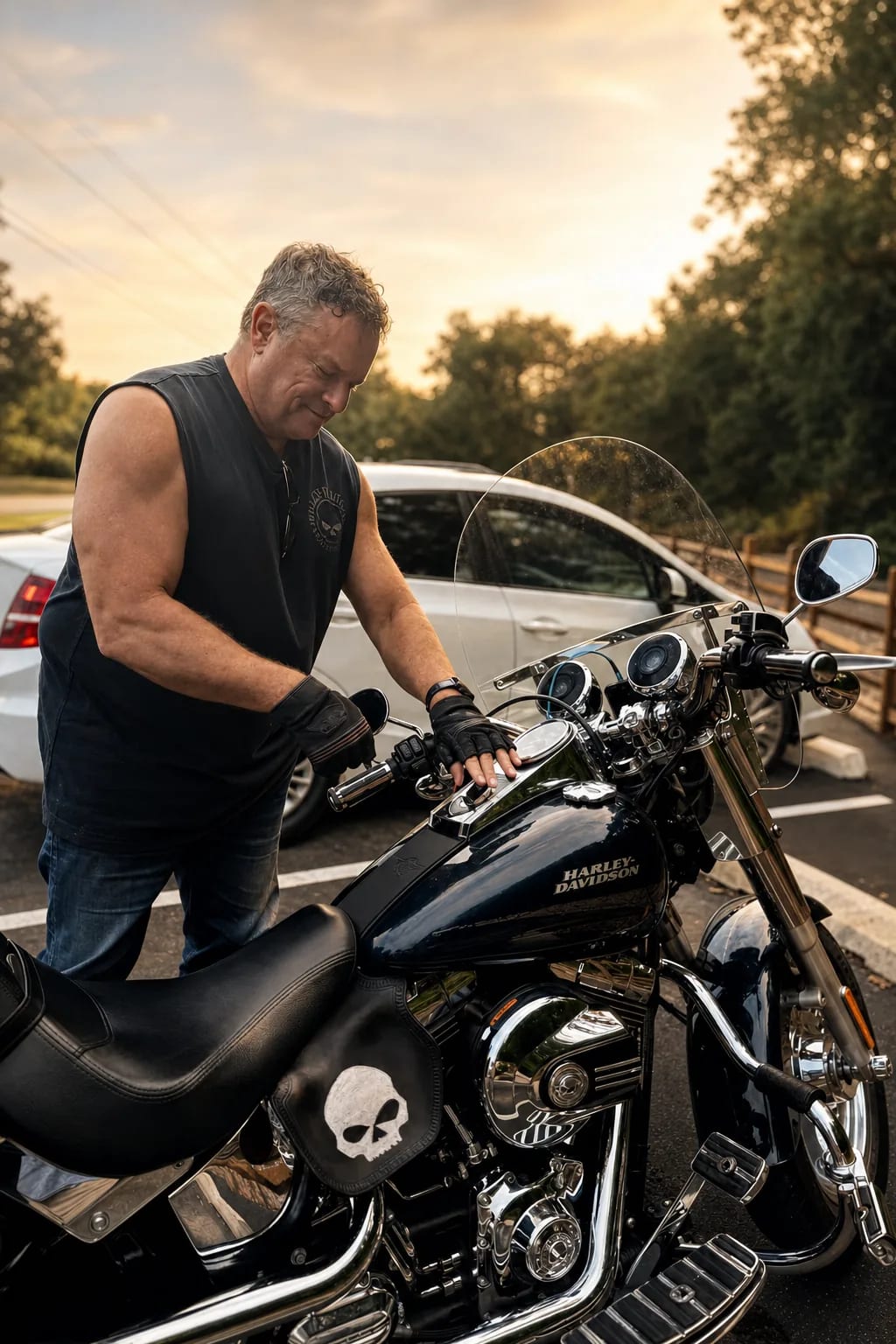 Brent Allen with his Harley-Davidson
