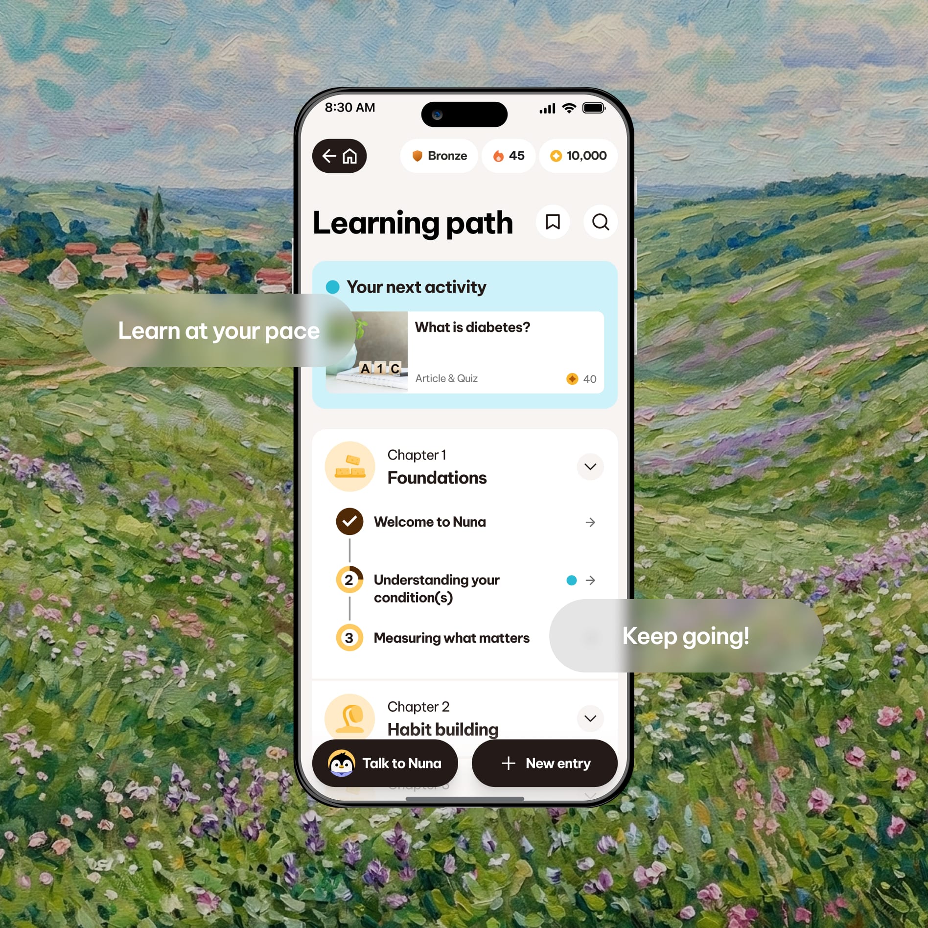 Nuna app — knowledge paths screen