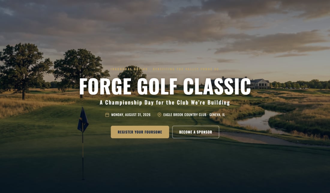 Forge Golf Classic landing page hero